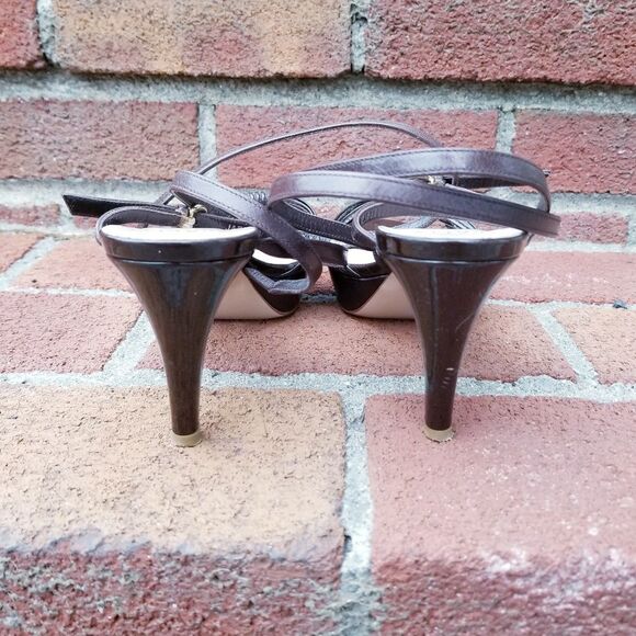 Bally ‘Jael’ Chocolate Brown Strappy Heeled Sandals Wrap Ankle Strap 6.5 - Picture 15 of 16